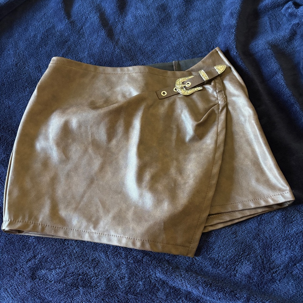 Windsor Tan Leather Mini Skort